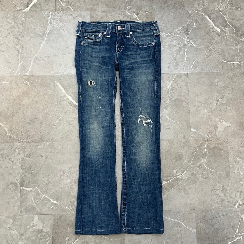 True Religion Boot Cut Jeans Womens 27 Bootcut Becky Embroidered Distressed